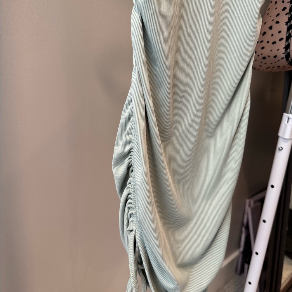 SHEIN Sage Green Sleeveless Ruched Midi Dress - Picture 2 of 7